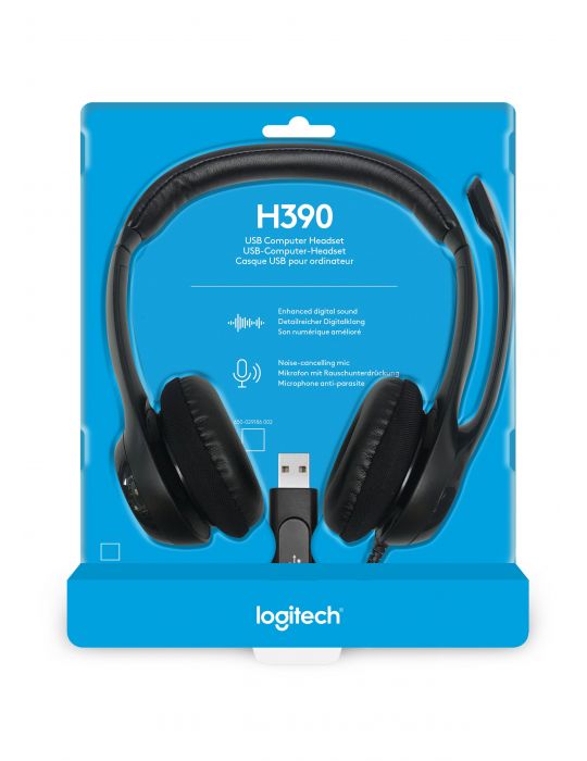 Logitech H390 USB Computer Headset Căști Prin cablu Bandă de fixare pe cap Birou/Call center USB Tip-A Negru Logitech - 10