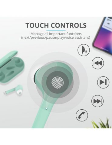 Trust Nika Căști True Wireless Stereo (TWS) În ureche Calls/Music Bluetooth Turcoaz Trust - 4