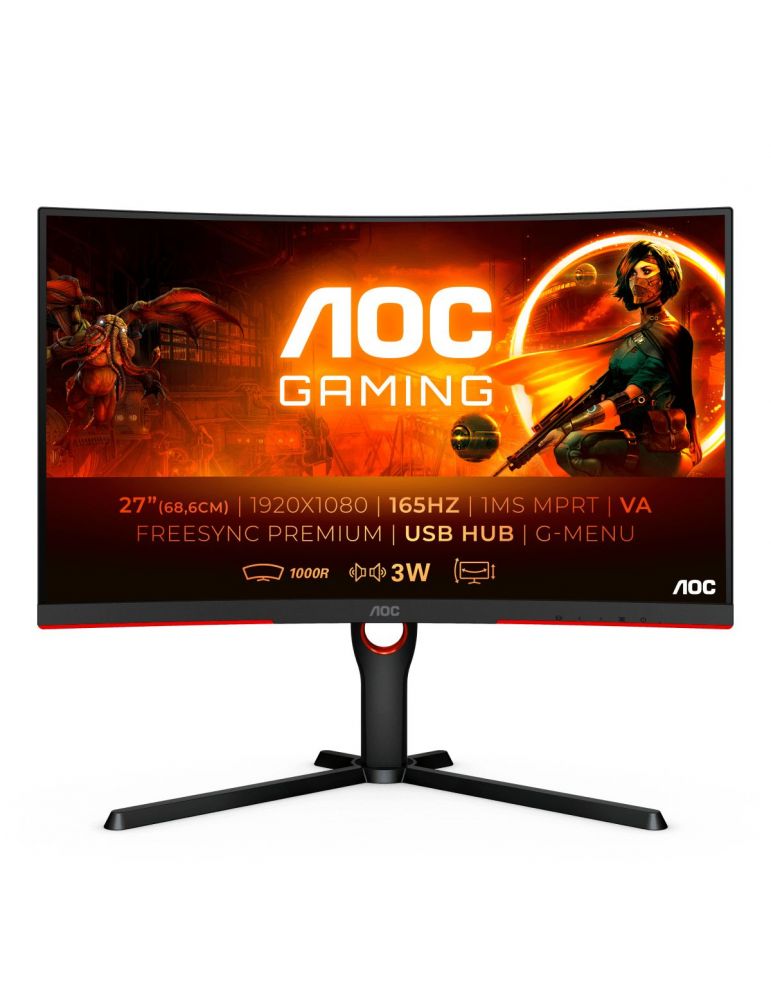 AOC C27G3U/BK monitoare LCD 68,6 cm (27") 1920 x 1080 Pixel Full HD LED Negru, Roşu