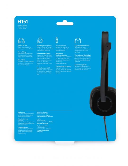 Logitech H150 Stereo Headset Căști Prin cablu Bandă de fixare pe cap Birou/Call center Negru Logitech - 9