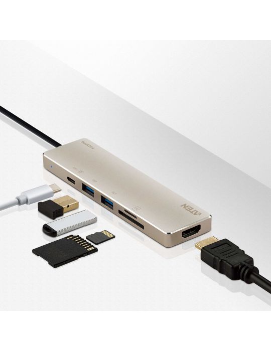 ATEN UH3239 Prin cablu USB 3.2 Gen 1 (3.1 Gen 1) Type-C Negru, De aur Aten - 4