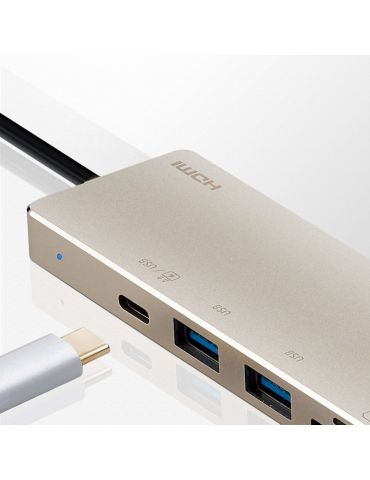 ATEN UH3239 Prin cablu USB 3.2 Gen 1 (3.1 Gen 1) Type-C Negru, De aur Aten - 8
