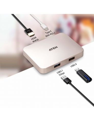 ATEN UH3235 USB 2.0 Type-C Roz Auriu Aten - 3