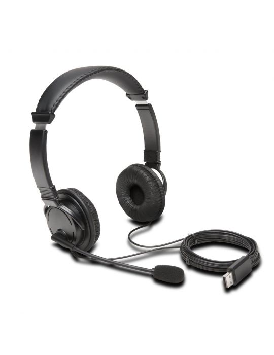 Kensington K97601WW cască audio & cască cu microfon Căști Prin cablu Bandă de fixare pe cap Calls/Music USB Tip-A Negru Kensingt