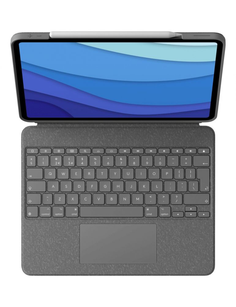Husa Logitech Combo Touch cu tastatura pentru iPad Pro 5th gen de 12.9inch, Layout UK, Oxford Grey