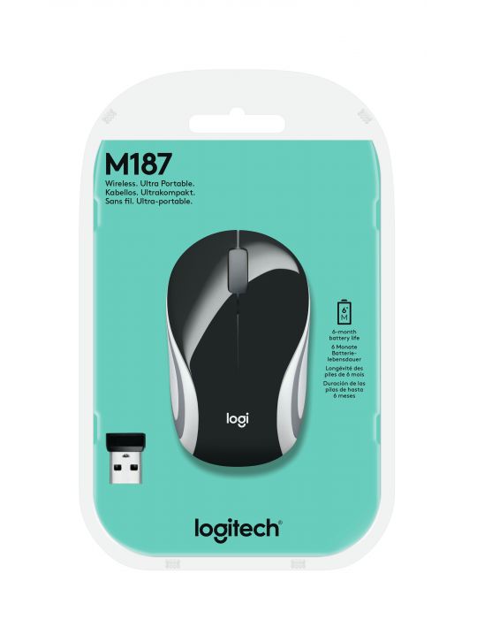 Logitech Wireless Mini Mouse M187 mouse-uri Ambidextru RF fără fir Optice 1000 DPI Logitech - 7
