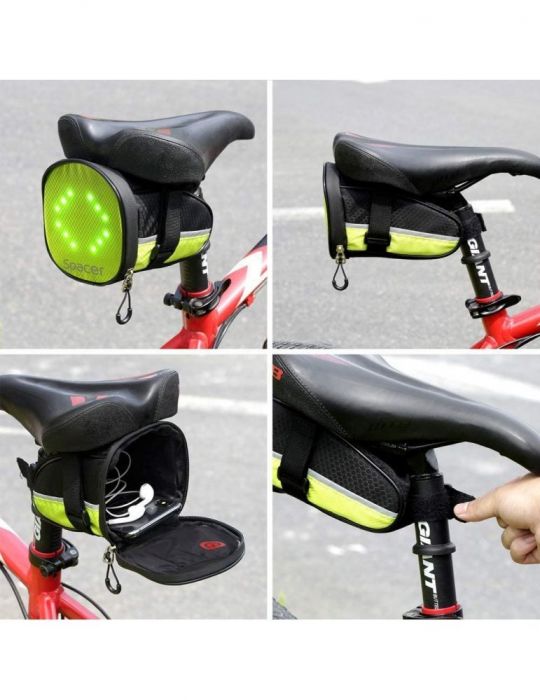 Geanta reflectorizanta spacer pentru bicicleta cu semnalizare led prin telecomanda si de montat la sa spbb-ledsign Spacer - 1
