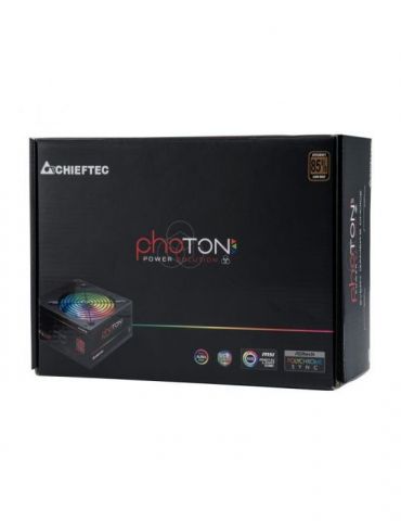 Sursa chieftec 750w (real) photon series modulara fan 12cm rgb compatibila 80plus bronze 85% eficienta 1x cpu 4+4 4x pci-e (6 Ch
