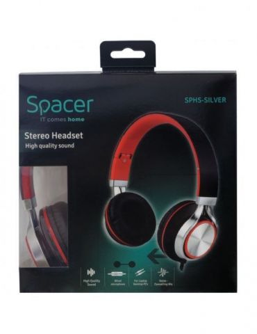 Casti  spacer cu fir standard utilizare multimedia microfon pe fir pliabile banda ajustabila conectare prin jack 3.5 mm x 2 r Sp