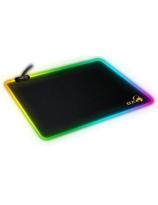 Mouse pad genius gx-pad 300s rgb gaming  cu led cauciuc si material textil 320 x 270 x 3 mm negru  iluminat rgb 31250005400 Geni