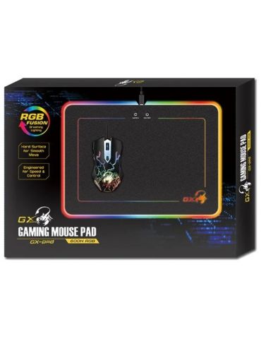 Mouse pad genius gx-pad 600h rgb gaming  cu led cauciuc si material textil 320 x 250 x 5.5 mm negru  iluminat rgb 31250006400 Ge