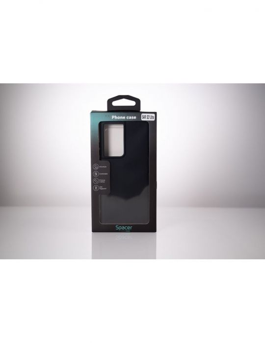 Husa smartphone spacer pentru samsung galaxy s21 ultra grosime 2mm material flexibil silicon + interior cu microfibra negru s Sp