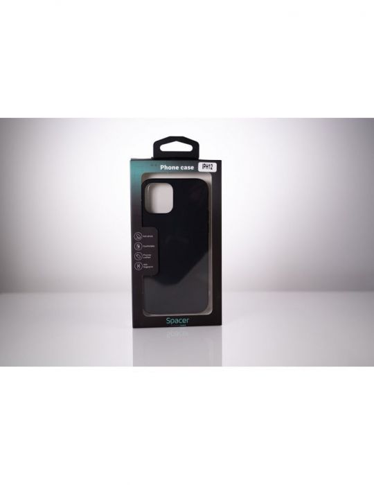 Husa smartphone spacer pentru iphone 12 si 12 pro grosime 1.5mm material flexibil tpu negru sppc-ap-ip12-tpu Spacer - 1