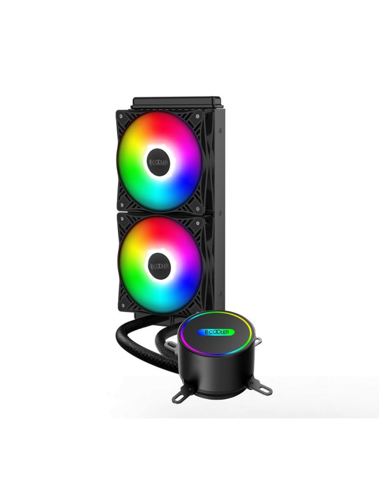 Cooler pccooler skt. universal racire cu lichid vent. 120 mm x 2 1600 rpm fixed led rgb gi-cl240vc (include tv 10 lei)
