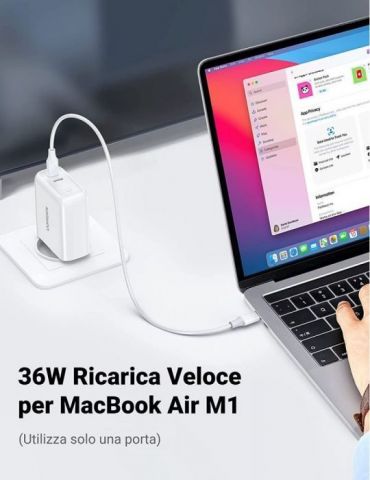 Incarcator retea ugreen cd199 quick charge 36w 2 x usb type-c 5v/3a alb 70264 (include timbru verde 0.75 lei) - 6957303872640 Ug