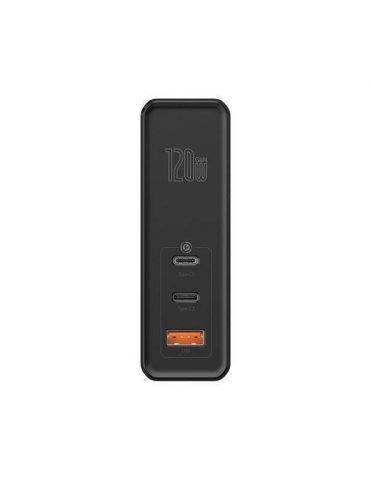 Incarcator retea baseus gan2 fast charge 120w 2 x usb type-c 5v/3a max 1 x usb 5v/3a include cablu usb type-c la usb type-c 1 Ba