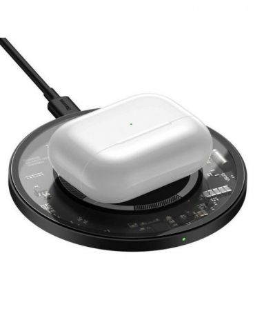 Incarcator wireless baseus simple qi 15w incarcare magsafe iphone 12/13 material aluminiu cablu type-c la usb inclus transpar Ba