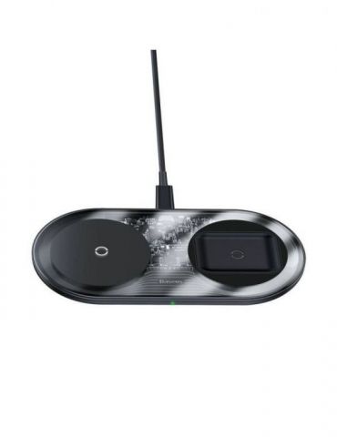 Incarcator wireless baseus simple 2 in 1 qi 18w compatibilitate smartphones si airpods cablu type-c la usb inclus transparent Ba