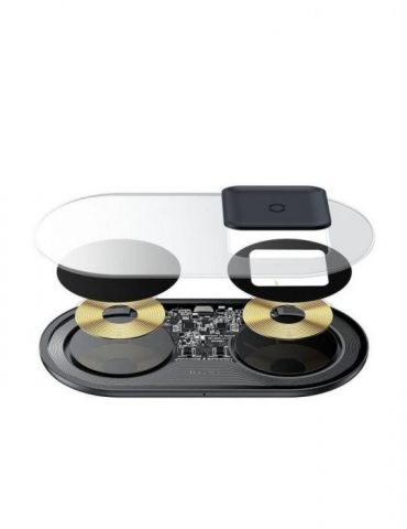Incarcator wireless baseus simple 2 in 1 qi 18w compatibilitate smartphones si airpods cablu type-c la usb inclus transparent Ba