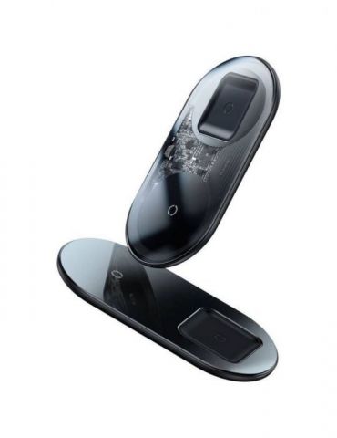 Incarcator wireless baseus simple 2 in 1 qi 18w compatibilitate smartphones si airpods cablu type-c la usb inclus transparent Ba