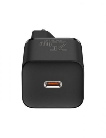 Incarcator retea baseus super si quick charge 25w 1 x usb type-c 5v/3a max include cablu usb type-c la usb type-c 1m negru tz Ba
