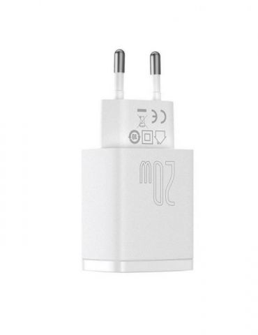 Incarcator retea baseus compact quick charge 20w 1 x usb type-c 5v/3a si 1 x usb 5v/3a alb ccxj-b02 (include tv 0.8lei) - 695 Ba