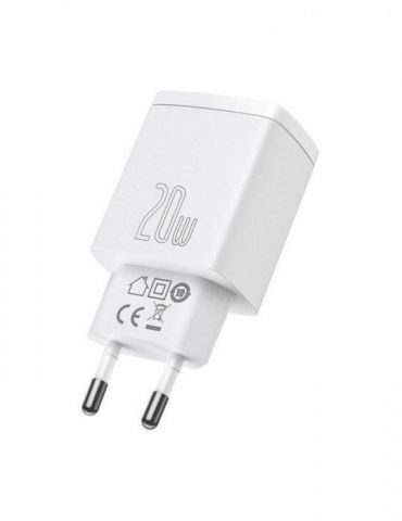 Incarcator retea baseus compact quick charge 20w 1 x usb type-c 5v/3a si 1 x usb 5v/3a alb ccxj-b02 (include tv 0.8lei) - 695 Ba