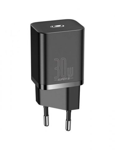 Incarcator retea baseus super si quick charge 30w 1 x usb type-c 5v/3a negru ccsup-j01 (include tv 0.8lei) - 6953156205062 Baseu - Tik.ro