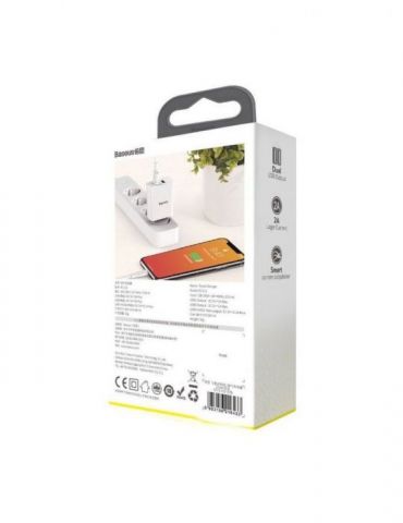 Incarcator retea baseus speed mini quick charge 10.5w 2 x usb 5v/2.1a alb ccfs-r01 (include tv 0.8lei) - 6953156216433 Baseus - 