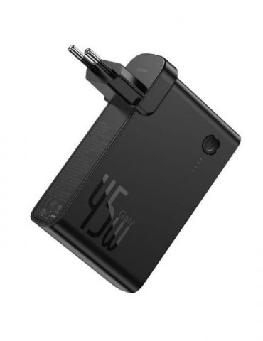 Incarcator retea baseus gan power station 45w 1 x usb type-c 5v/3a max 1 x usb 5v/3a max powerbank integrat de 10000mah inclu Ba