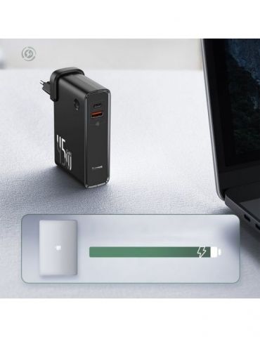 Incarcator retea baseus gan power station 45w 1 x usb type-c 5v/3a max 1 x usb 5v/3a max powerbank integrat de 10000mah inclu Ba