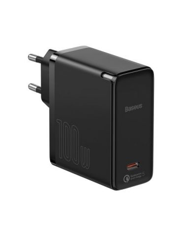 Incarcator retea baseus gan2 fast charge 100w 1 x usb type-c 5v/3a max include cablu usb type-c la usb type-c 100w 1.5m negru Ba - Tik.ro