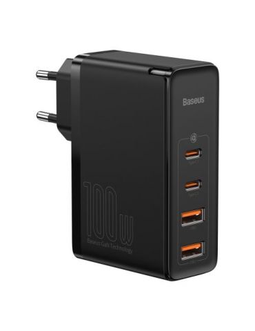 Incarcator retea baseus gan2 pro quick charge 3.0 100w 2 x usb type-c 5v/3a max 2 x usb 5v/3a max negru ccgan2p-l01 (include  Ba