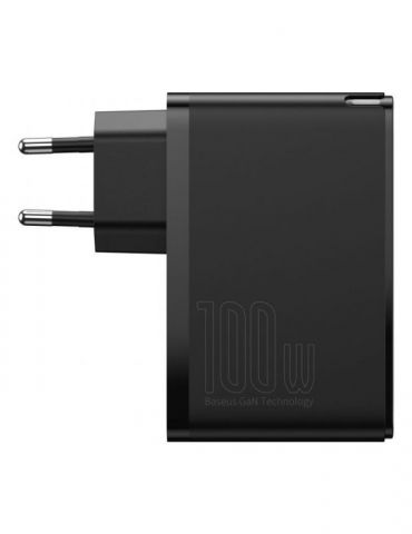 Incarcator retea baseus gan2 pro quick charge 3.0 100w 2 x usb type-c 5v/3a max 2 x usb 5v/3a max negru ccgan2p-l01 (include  Ba