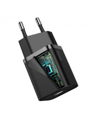 Incarcator retea baseus super si quick charge 20w 1 x usb type-c 5v/3a max include cablu usb type-c la lightning iphone 1m ne Ba