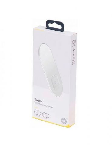 Incarcator wireless baseus simple 2 in 1 qi 18w compatibilitate smartphones si airpods cablu type-c la usb inclus alb wxjk-02 Ba