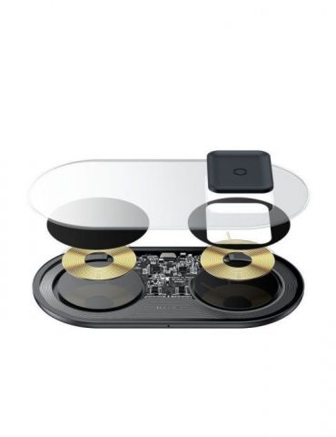 Incarcator wireless baseus simple 2 in 1 turbo edition qi 24w compatibilitate smartphones si airpods cablu type-c la usb incl Ba