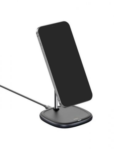 Incarcator wireless baseus swan qi 15w incarcare magsafe iphone 12 material aluminiu cablu type-c la usb inclus negru wxsw-01 Ba