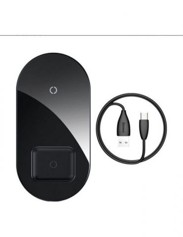 Incarcator wireless baseus simple 2 in 1 qi 18w compatibilitate smartphones si airpods cablu type-c la usb inclus negru wxjk- Ba