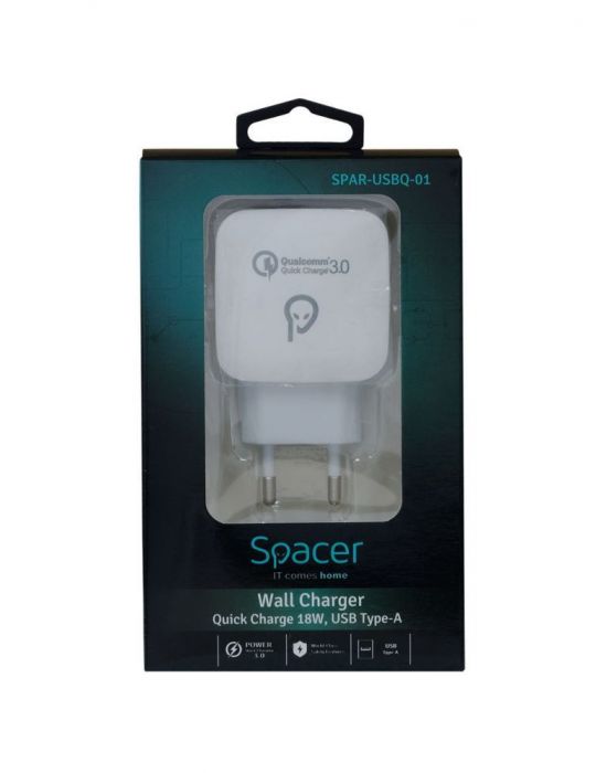 Incarcator retea spacer quick charge 3.0 18w usb spar-usbq-01 (include tv 0.18lei) Spacer - 1