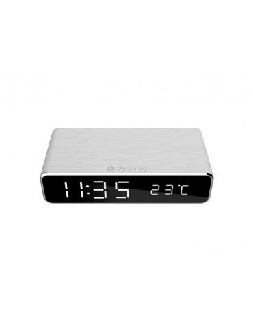 Ceas digital + alimentator wireless gembird display lcd ora/data/alarma/temperatura silver dac-wpc-01-s (include tv 0.8lei) Gemb