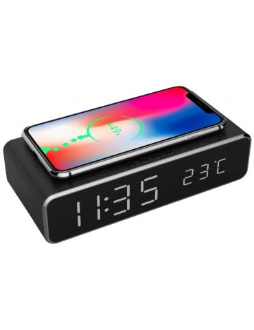 Ceas digital + alimentator wireless gembird display lcd ora/data/alarma/temperatura black dac-wpc-01 (include tv 0.8lei) Gembird - Tik.ro