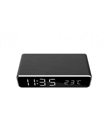 Ceas digital + alimentator wireless gembird display lcd ora/data/alarma/temperatura black dac-wpc-01 (include tv 0.8lei) Gembird