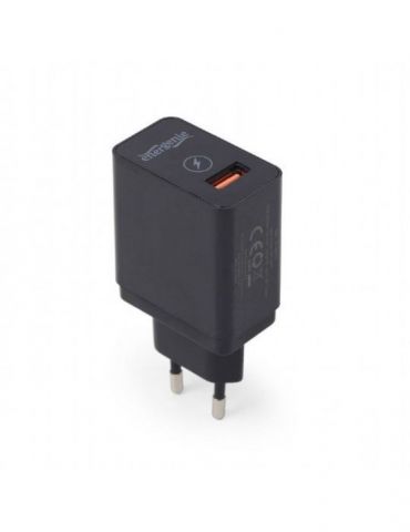 Alimentator retea 220v gembird universal 1 x usb quick charge 3.0 negru eg-uqc3-01 (include tv 0.18lei) Gembird - 1 - Tik.ro