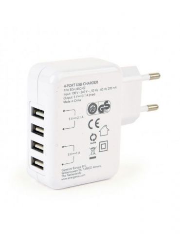 Alimentator retea 220v gembird universal 4 x usb maxim 3.1a alb eg-u4ac-02 (include tv 0.18lei) Gembird - 1