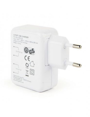 Alimentator retea 220v gembird universal 4 x usb maxim 3.1a alb eg-u4ac-02 (include tv 0.18lei) Gembird - 1