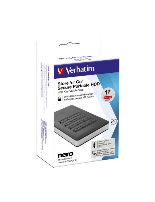 Verbatim Store'n'Go hard-disk-uri externe 1000 Giga Bites Negru, Argint Verbatim - 7