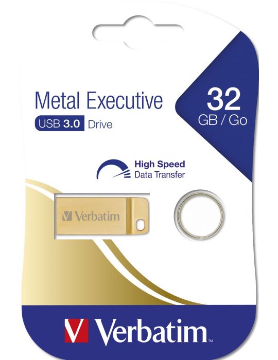 Verbatim Metal Executive memorii flash USB 32 Giga Bites USB Tip-A 3.2 Gen 1 (3.1 Gen 1) De aur Verbatim - 5