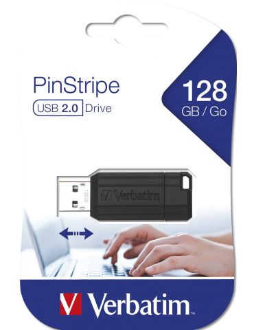 Verbatim PinStripe 128GB memorii flash USB 128 Giga Bites USB Tip-A 2.0 Negru Verbatim - 1 - Tik.ro