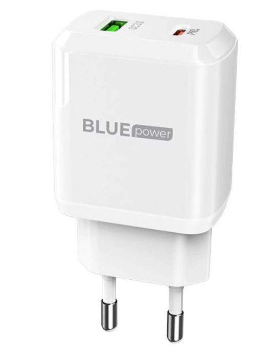 Incarcator retea cu cablu usb type-c - usb type-c blue power bcn5 1 x usb - 1 x usb tip-c alb  311347 (include tv 0.8lei) Blue p